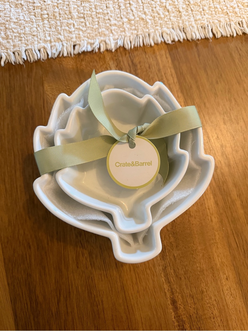 Crate & Barrel White Ceramic Nesting Bowls